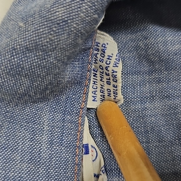 Vtg Crewel Art Denim Western Style Shirt with Lace Trim *Flawed* - Picture 7 of 15